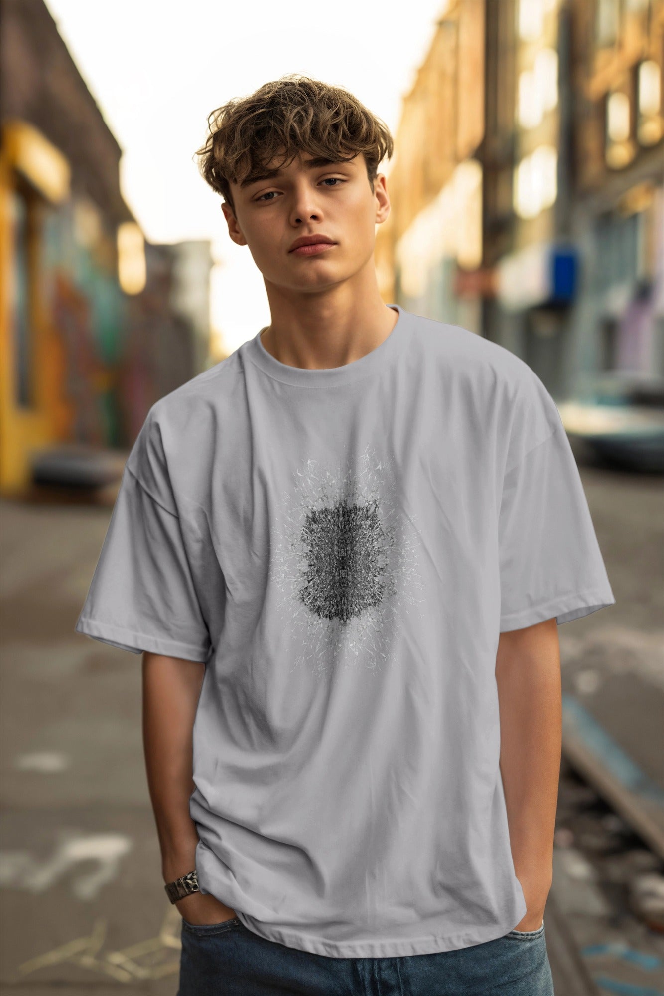 ABSTRACT PRINT OVERSIZED TEE