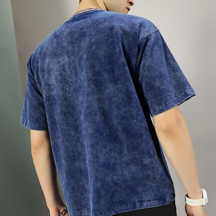 BLUE ACID WASH OVERSIZED TEE