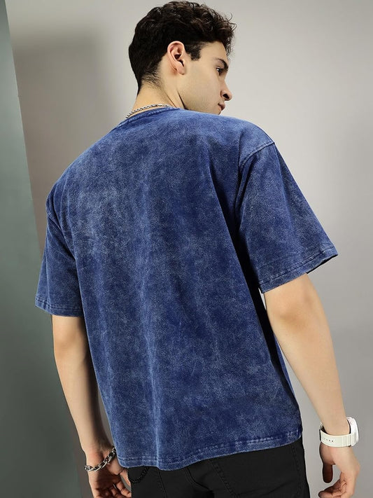 BLUE ACID WASH OVERSIZED TEE