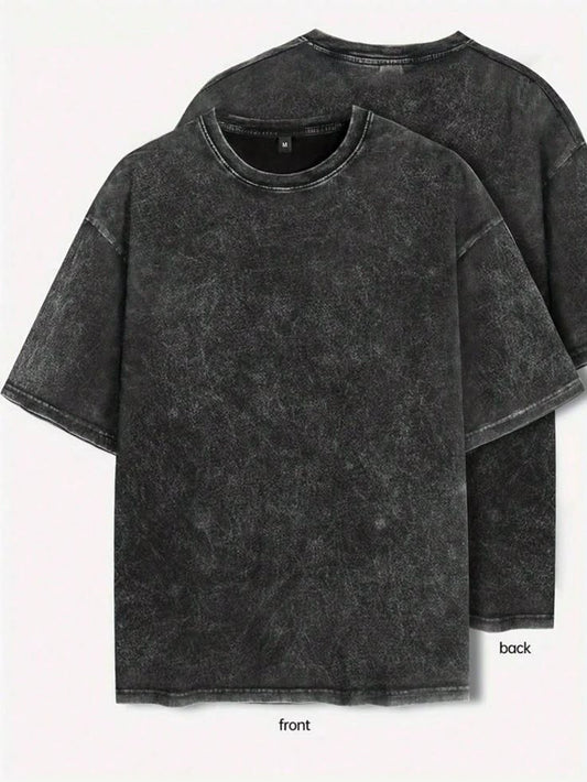 BLACK ACID WASH OVERSIZED TEE