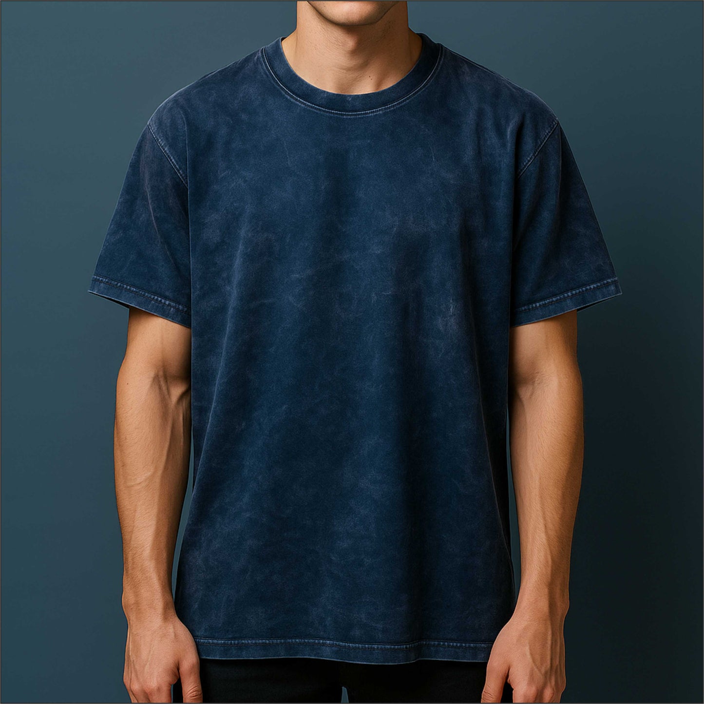 BLUE ACID WASH OVERSIZED TEE