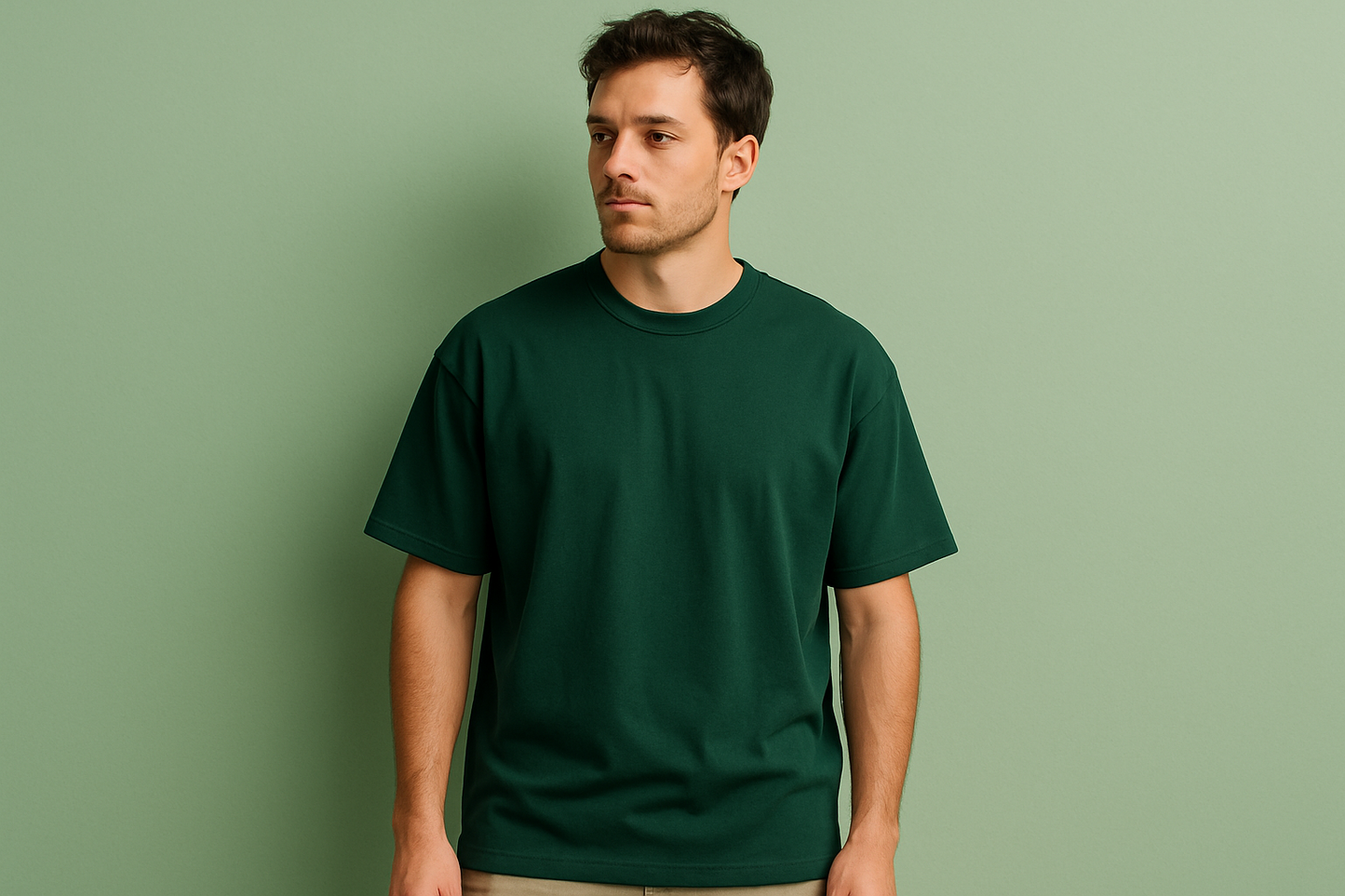 BOTTLE GREEN OVERSIZED T-SHIRT