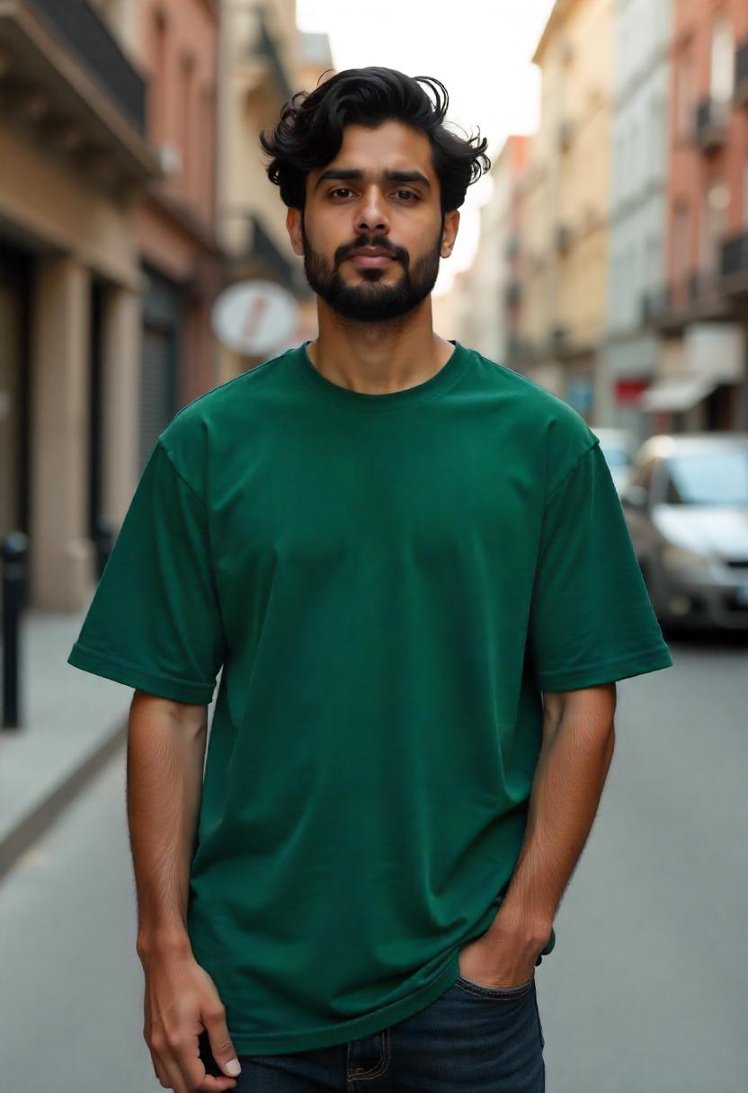 MEN'S BOTTLE GREEN OVERSIZED T-SHIRT